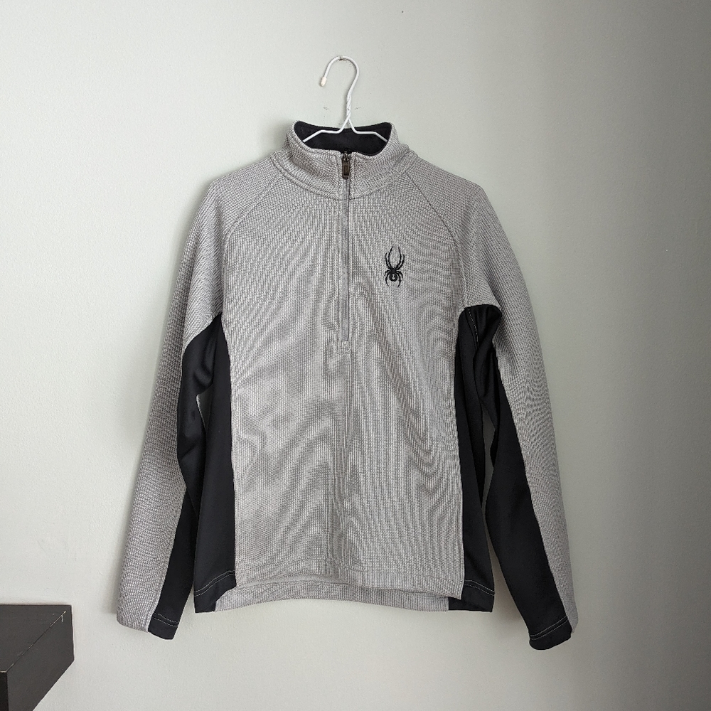 Spyder Men's Small Outbound 1/2 Zip Core Sweater Grey Black Knit Colorblock